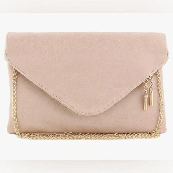 NEW Large Envelope Clutch Bag with Chain Strap Evening Purse - Picture 1 of 7